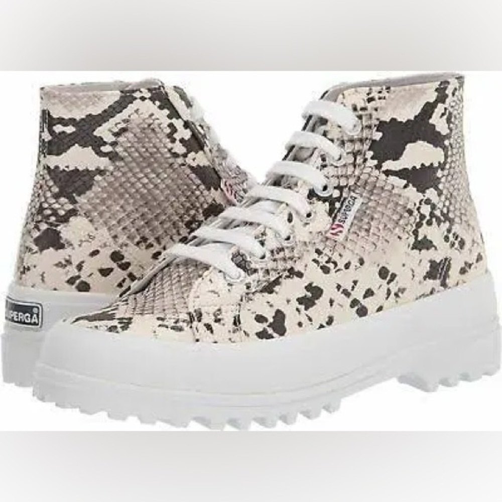 Superga Alpina Snake Embossed High Top Platform Sneaker